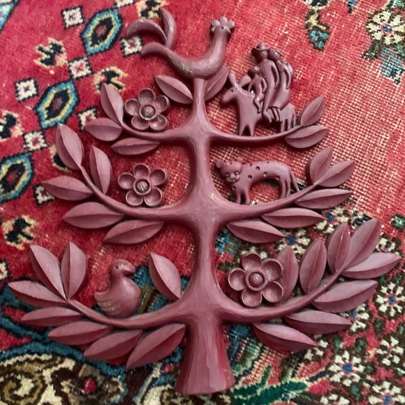 Vintage Syroco Red Tree of Life Wall Hanging - Picture 10 of 10